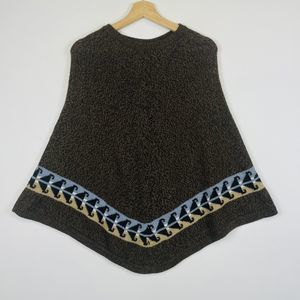 Novica Heather Brown Artsy Alpaca Blend Shawl Poncho Cape Sweater Women One Size